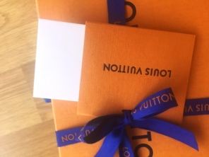 LOUIS VUITTON BLUE RIBBON WITH ORANGE WRITING 71 INCHES